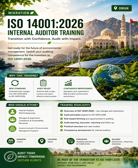 ISO 14001 Migration Internal Auditor Training in Oman